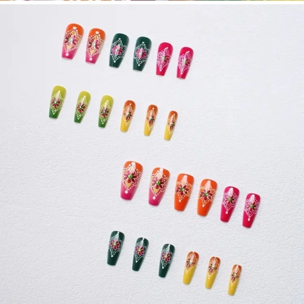 🔥3/$21 Mixed color Mandala design Press on nails